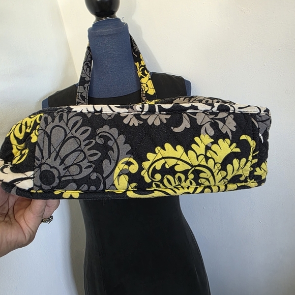 Retired Vera Bradley Baroque Large Tote Bag Black White Yellow - Picture 5 of 13